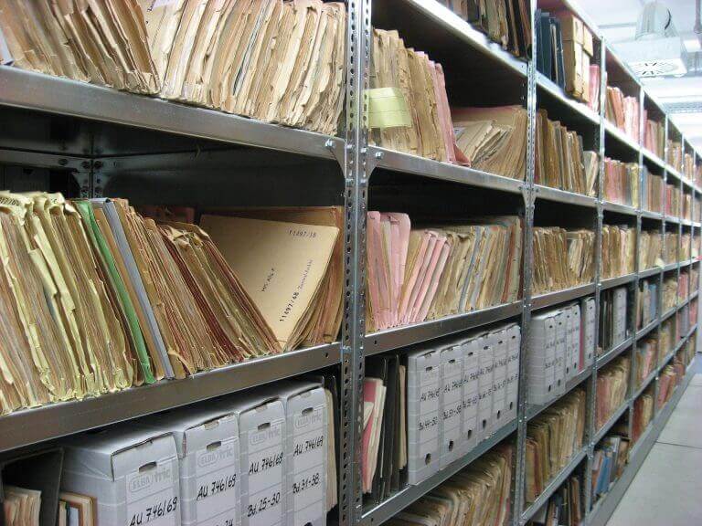 files on shelf